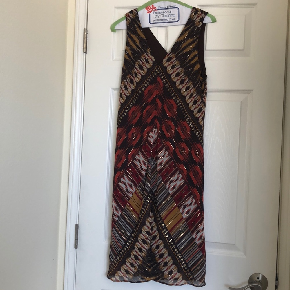 Multi Colored Simple Colored Cold Shoulder Dress - image 4